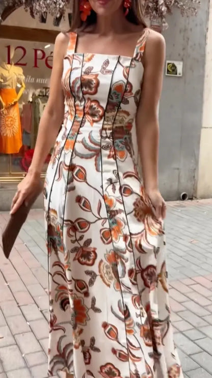 Floral Print Strapless Maxi Dress
