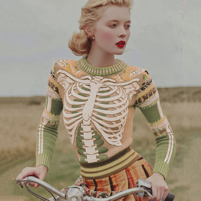 Vintage Halloween Anatomy Fresh Look Art Chunky Knitted Sweater