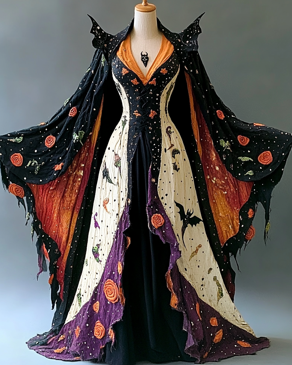 Halloween Theme Party Dark Loose Wide-Sleeved Cape 45fc