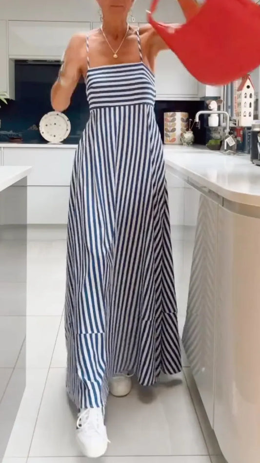 Striped Spaghetti Strap Maxi Dress