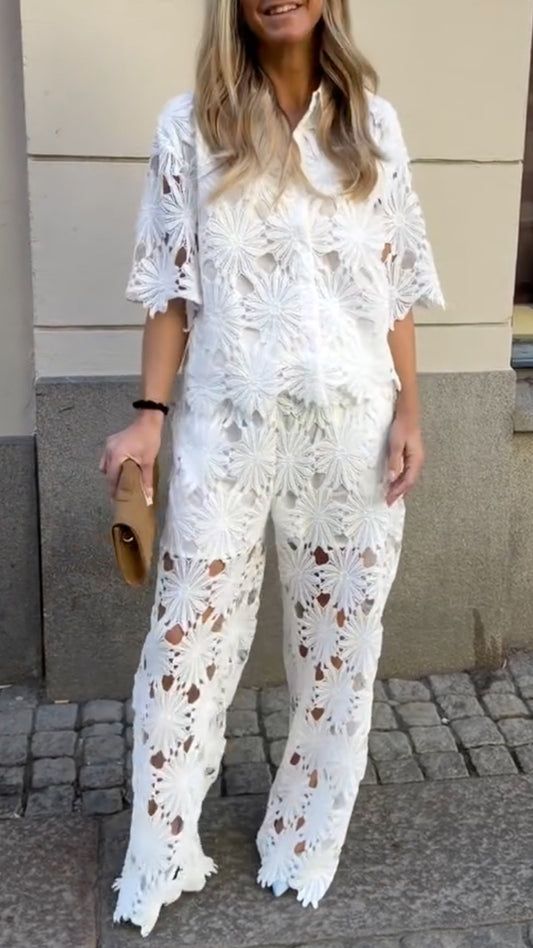 White Floral Lace 2-Piece Set