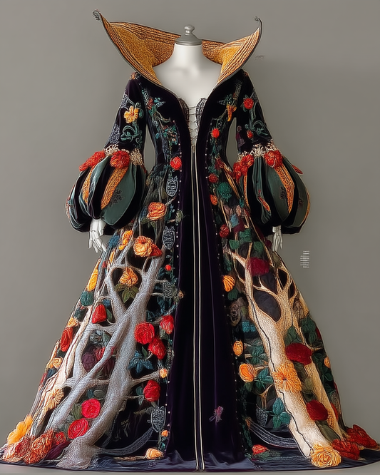 Women's Halloween Bat Wing Sleeve Contrast Cape Dress 0683