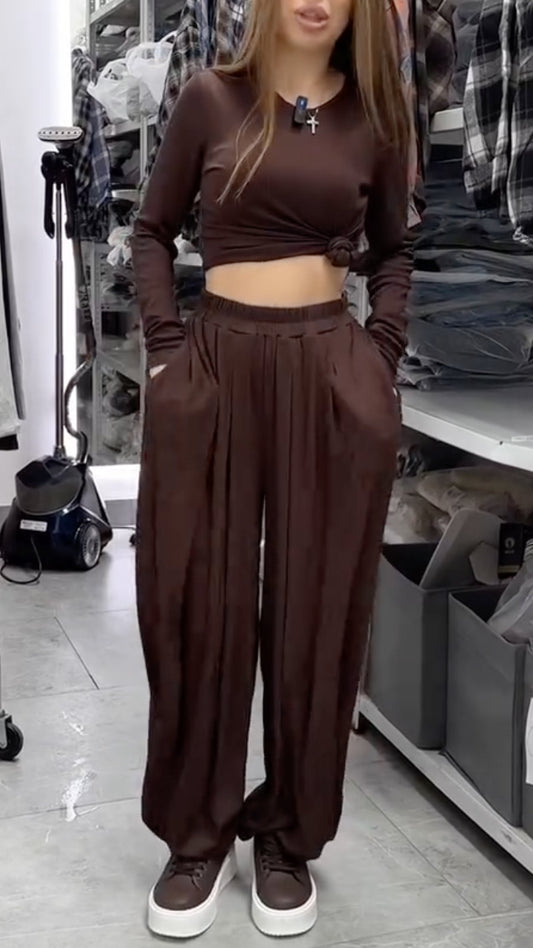 Crop Top & Wide Leg Pants Co-Ord Set