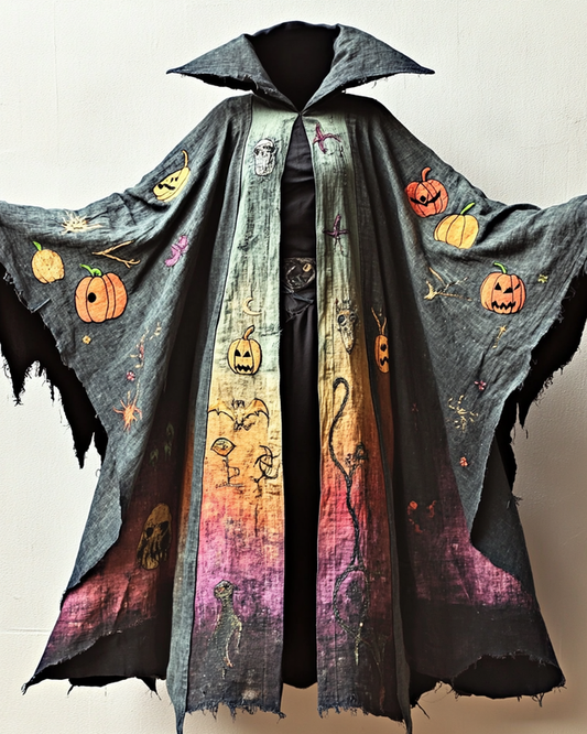Halloween Theme Party Dark Loose Wide-Sleeved Cape bec7