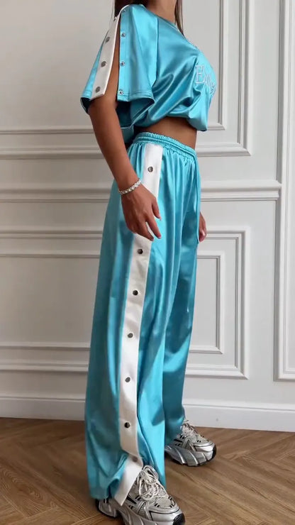 Satin Sport Tracksuit Set