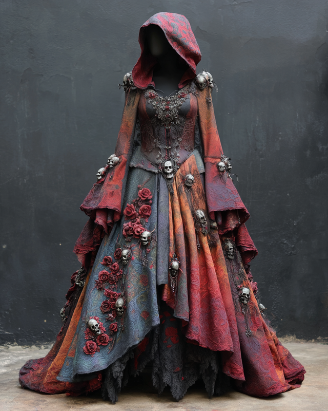 Women's Elegant Halloween Contrast Color Slim Fit Dress 4f8c