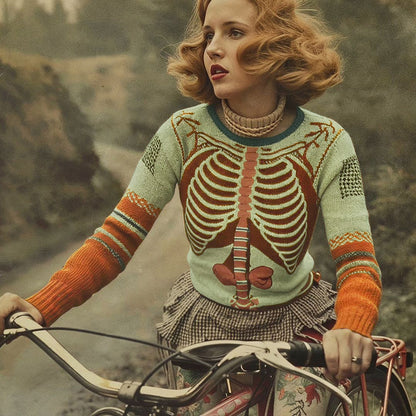 Vintage Halloween Anatomy Art Chunky Knitted Sweater