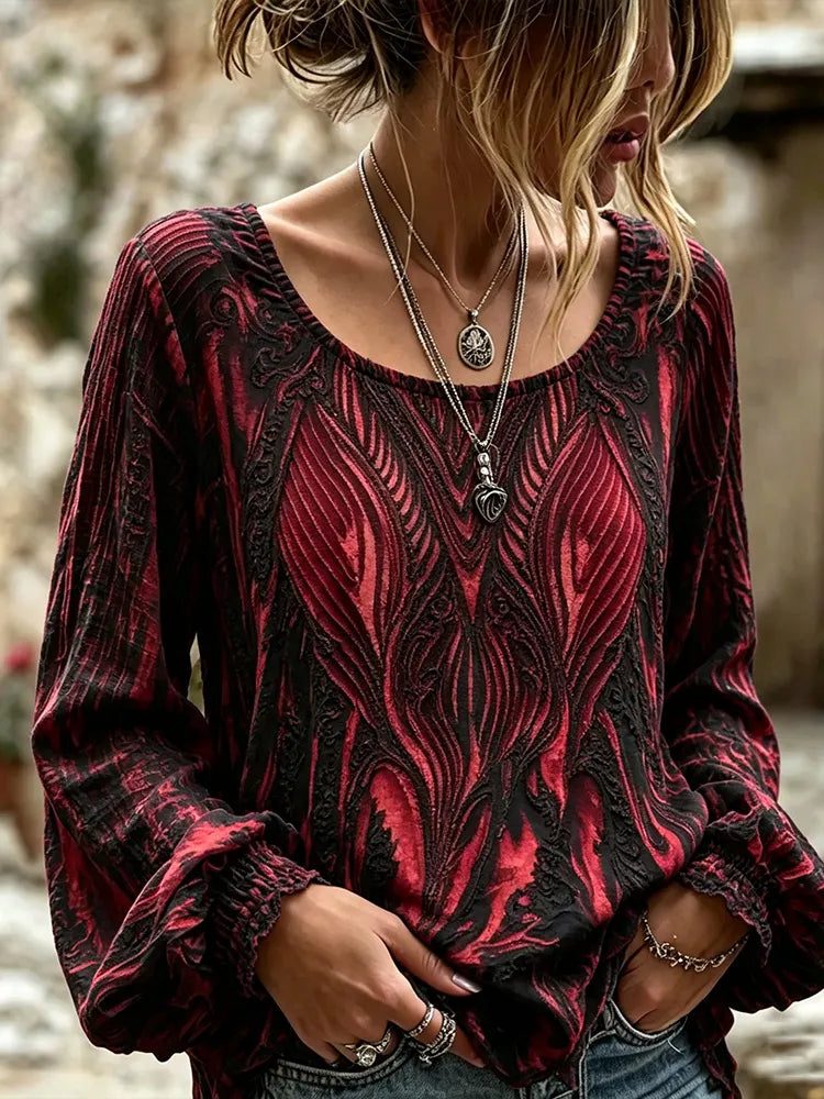 Women's Halloween Anatomical Art Body-hugging Velvet Crew Neck Long Sleeve Top