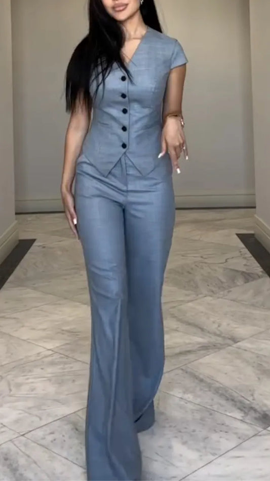 Tailored Vest & Wide Leg Pants Set