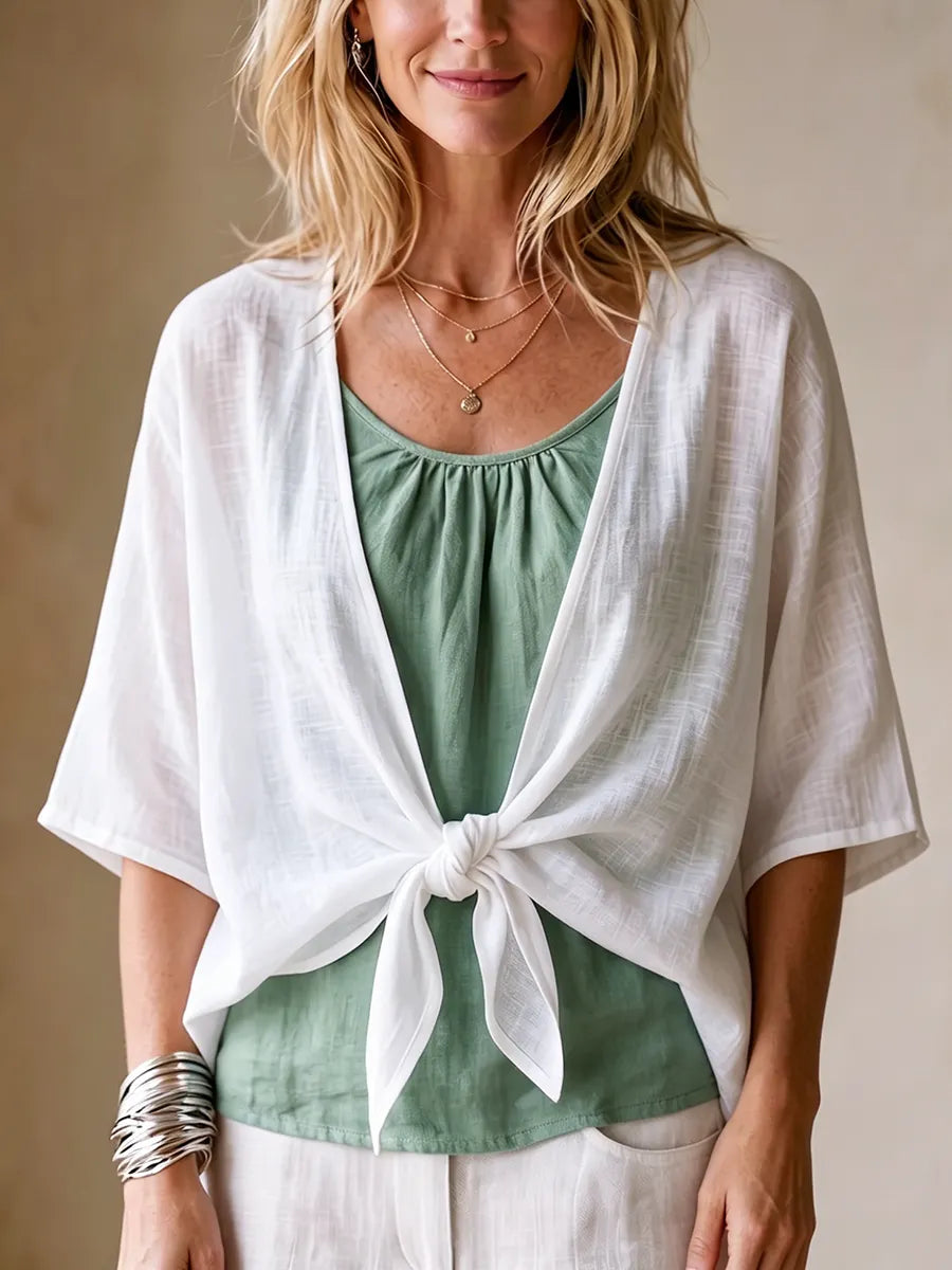 Women's Cozy Breathable Slub Cotton Cardigan
