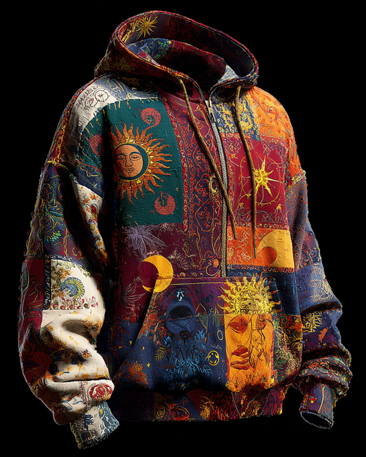 Men's Star and Moon Embroidery Casual Hoodie 4ad1