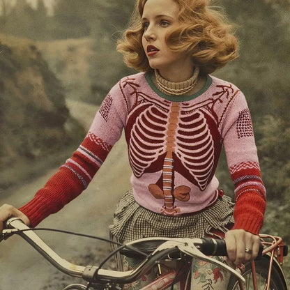 Vintage Halloween Anatomy Art Chunky Knitted Sweater