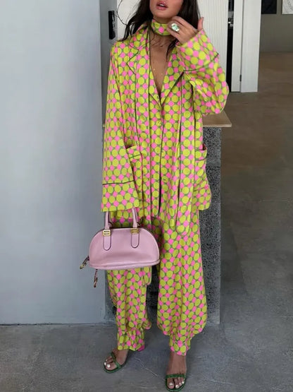Polka Dot Blazer & Jogger Pants Co‑Ord Set