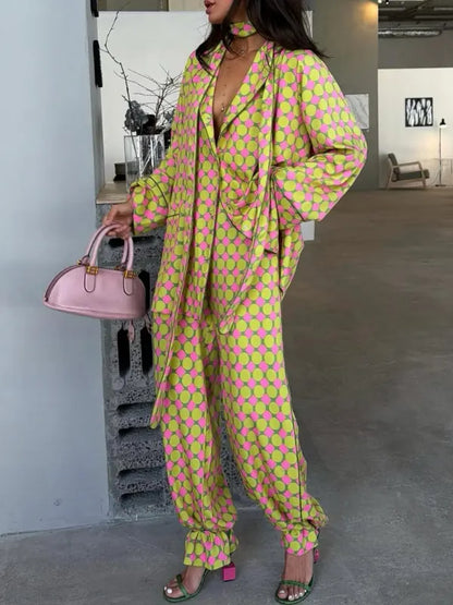 Polka Dot Blazer & Jogger Pants Co‑Ord Set