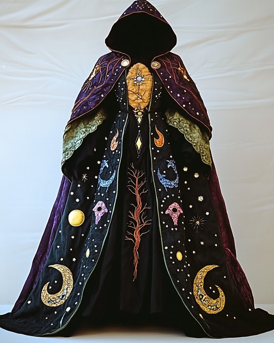 Halloween Theme Party Dark Loose Wide-Sleeved Cape 9edf