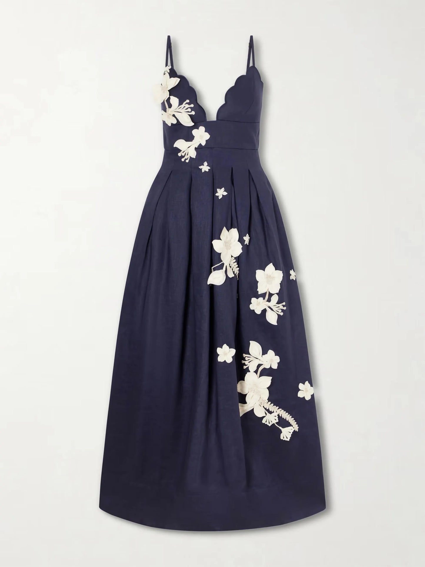 Blue Floral Print Spaghetti Strap Maxi Dress