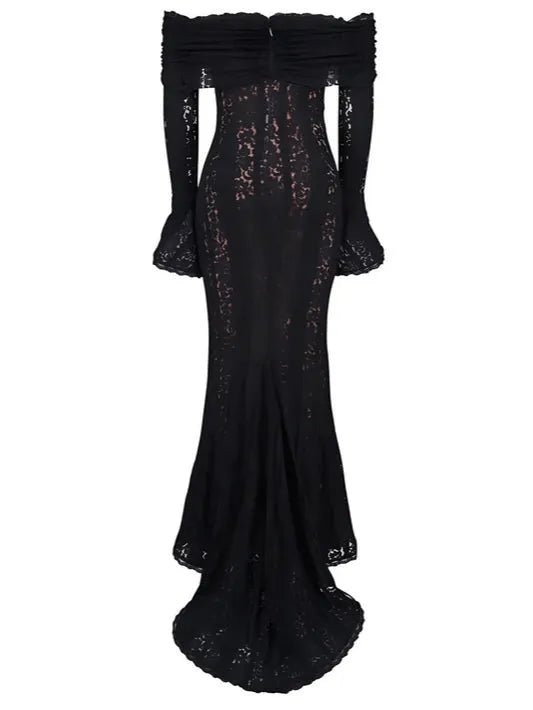 Lace Off-Shoulder Maxi Dress
