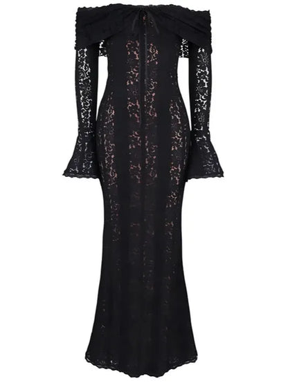 Lace Off-Shoulder Maxi Dress