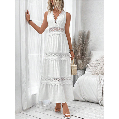 Women's Lace-Paneled V-Neck Sleeveless Dress
