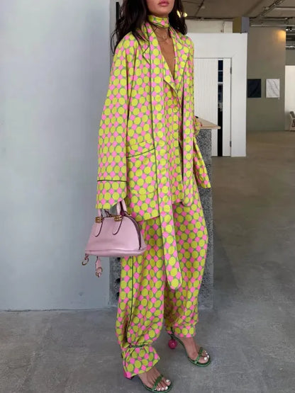 Polka Dot Blazer & Jogger Pants Co‑Ord Set