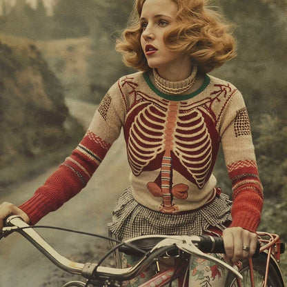Vintage Halloween Anatomy Art Chunky Knitted Sweater