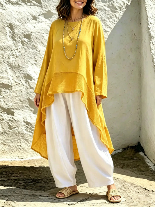 Women's Solid Mesh Patchwork Irregular Top