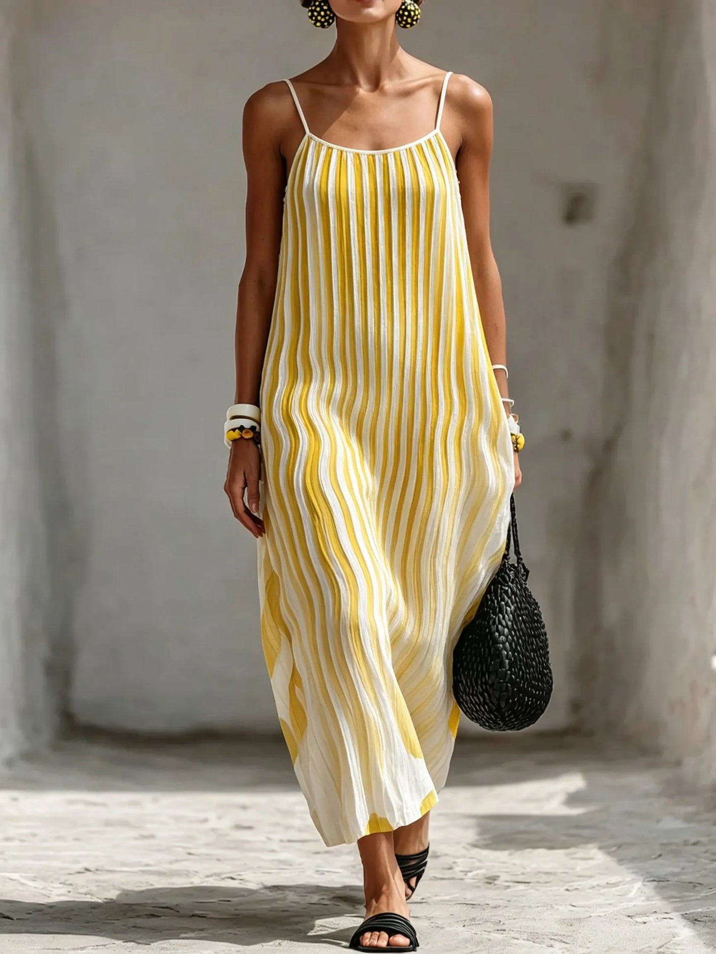 Women's Pleated Spaghetti Strap Maxi Dress