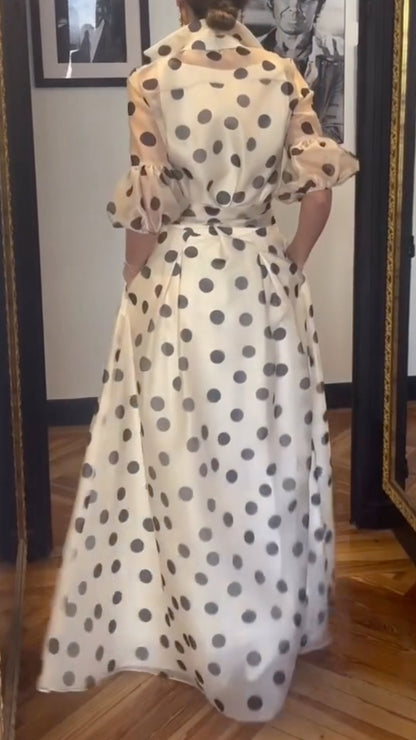 Polka Dot Shirt Maxi Dress