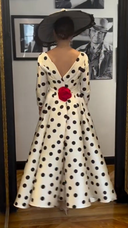 Black Polka Dot Satin Dress