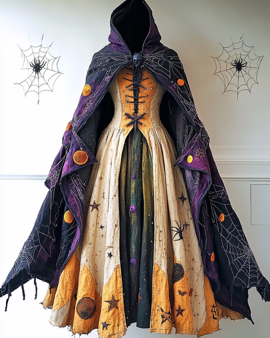 Women's Halloween Bat Wing Sleeve Contrast Color Exaggerated Cape 800d