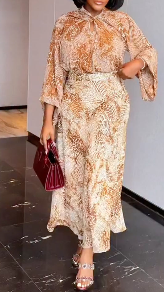 Animal Print Chiffon Co-Ord Set
