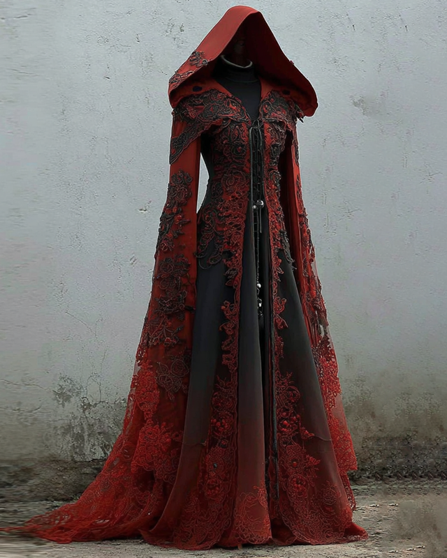 Halloween Themed  Contrasting Lace Embroidered Cape 2c80