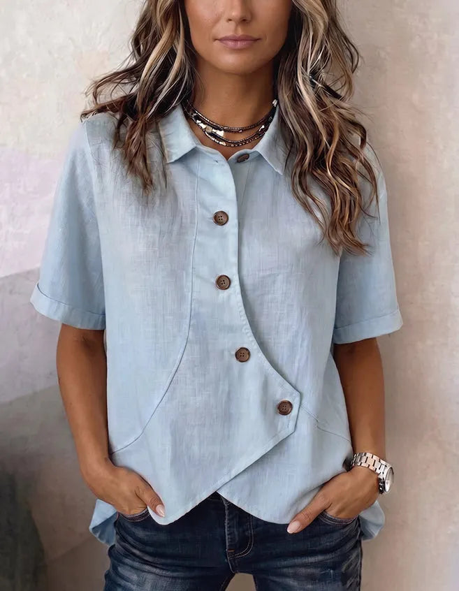 Women's Casual Solid Color Irregular Shirt