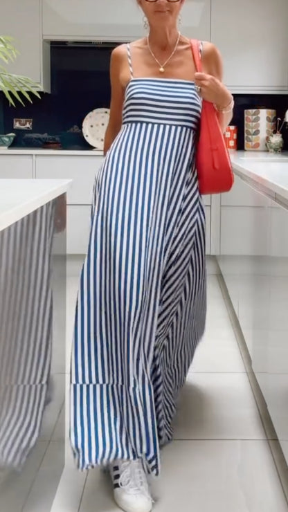 Striped Spaghetti Strap Maxi Dress