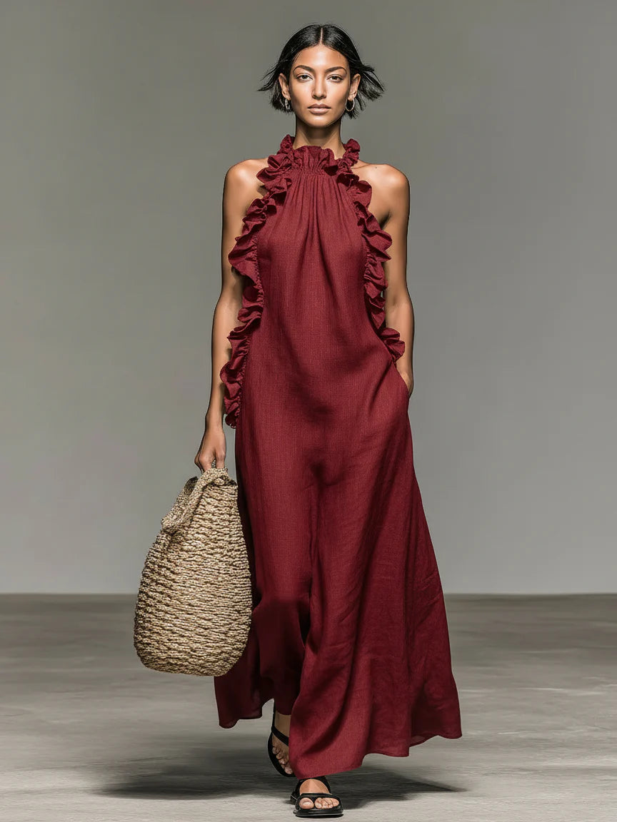 Linen Blend Sleeveless Summer Dress