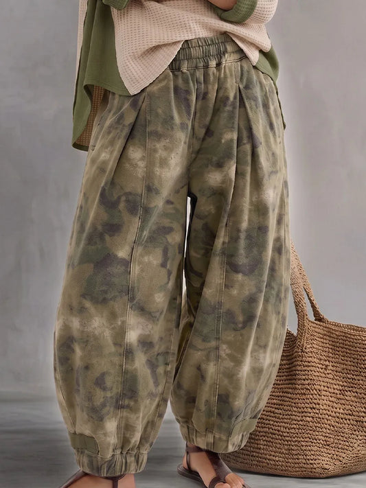 Vintage Art Comfortable Fabrics Contrasting Camouflage Pants