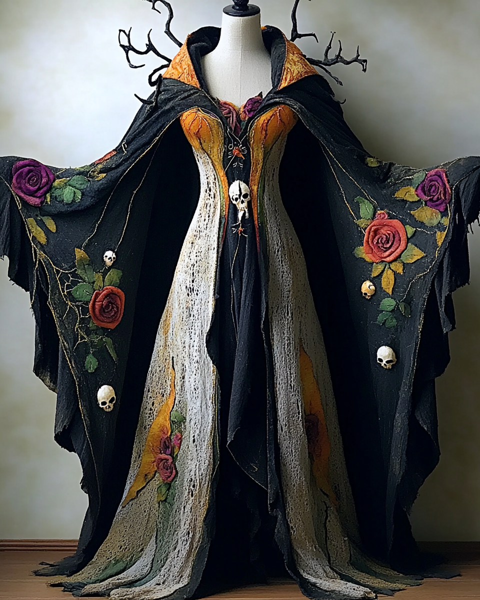 Halloween Theme Party Dark Loose Wide-Sleeved Cape ade4