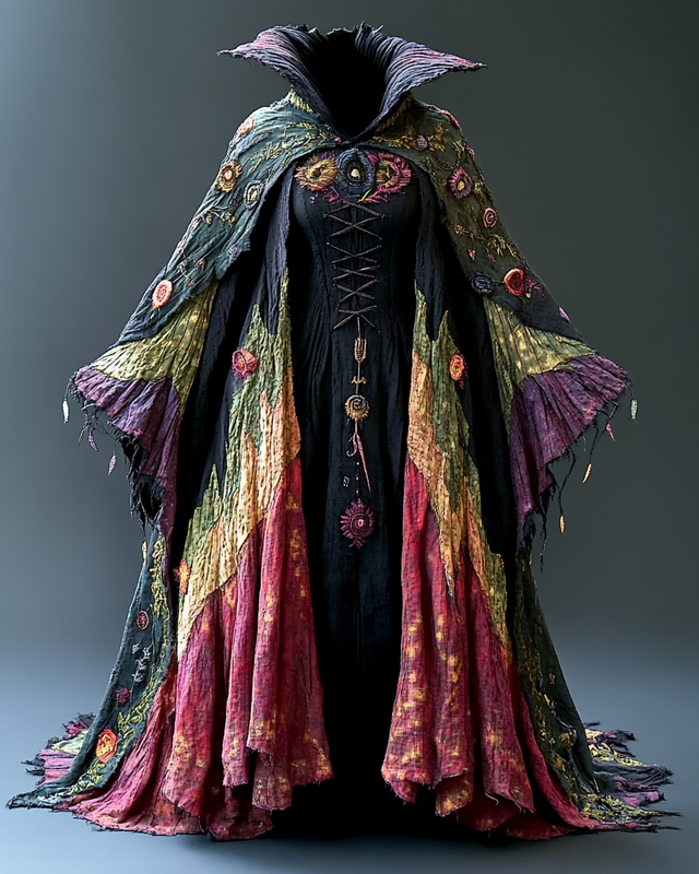 Women's Halloween Bat Wing Sleeve Contrast Cape cdd0