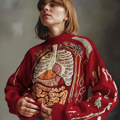 Classic Halloween Anatomy Art Chunky Knitted Sweater
