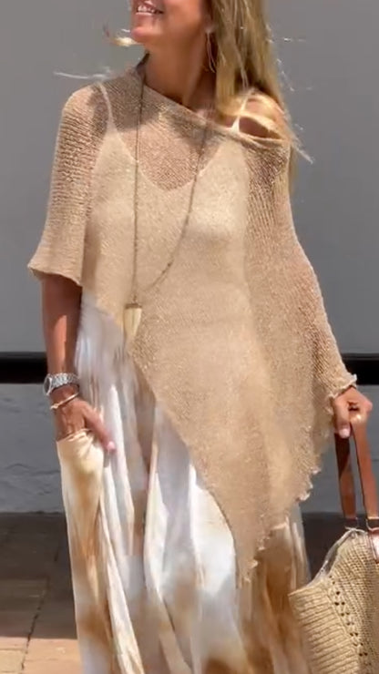 Sheer Knit Asymmetrical Top