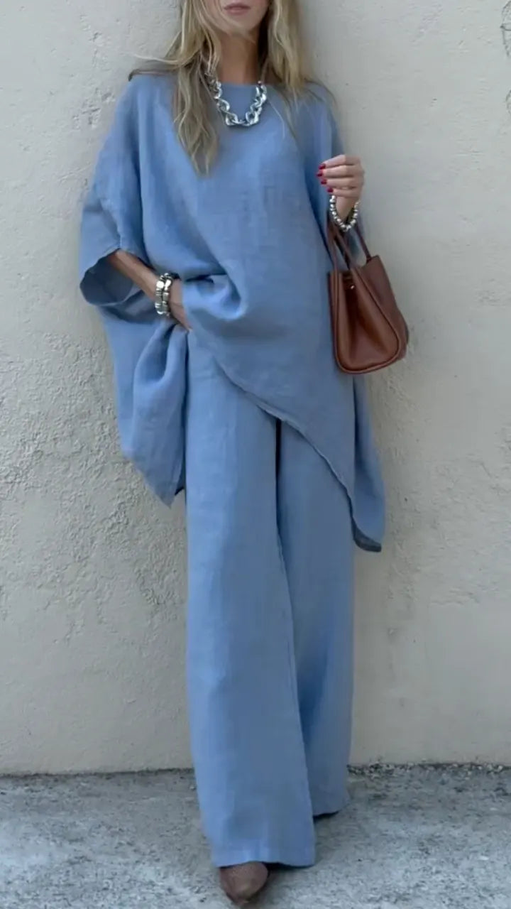 Dusty Blue Linen Oversized Co-Ord Set