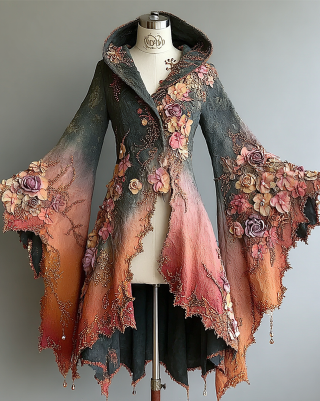 Halloween themed embroidered irregular original design cape jacketa026