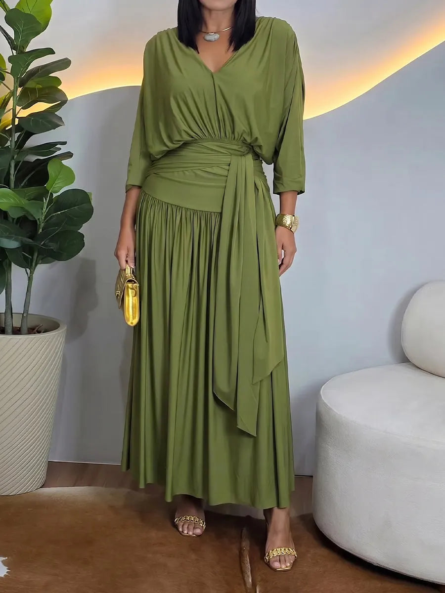 Cozy, Loose-fitting, And Stretchy Knit Top And Skirt Two-piece Set
