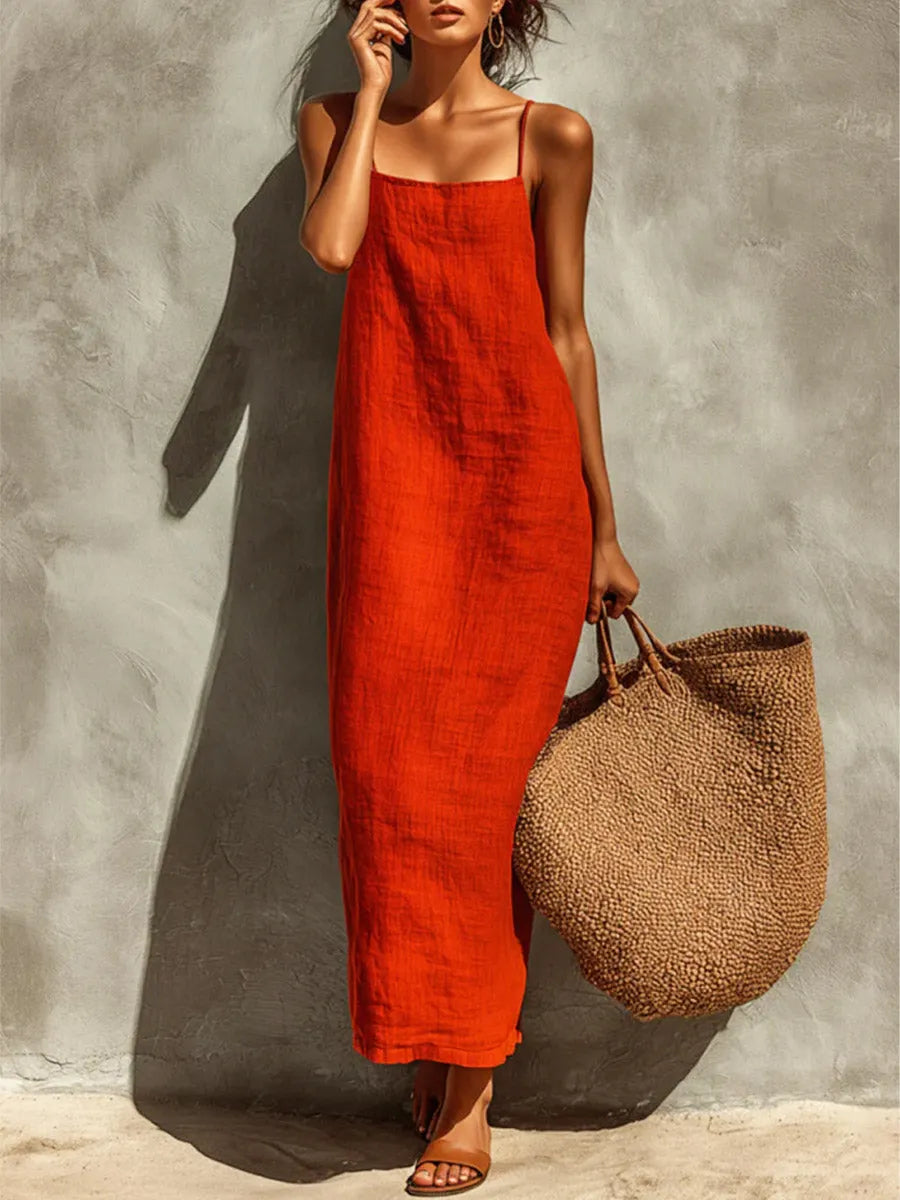 Women's Solid Color Art Casual Chic Loose Long Dress