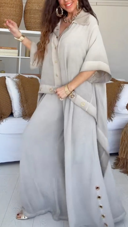 Button-Down Shirt & Wide Leg Pants Co-Ord