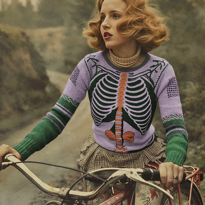 Vintage Halloween Anatomy Art Chunky Knitted Sweater