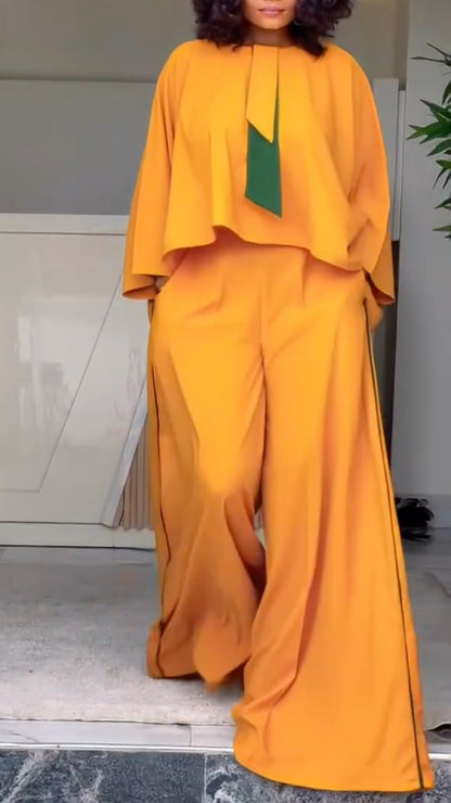 Oversized Cropped Top & Wide-Leg Pant Co-Ord Set