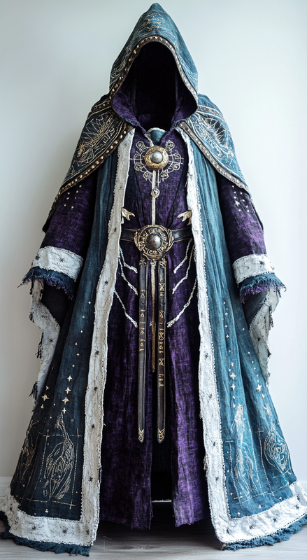 Magician Hooded Gorgeous Contrast Color Cape Jacket f12a