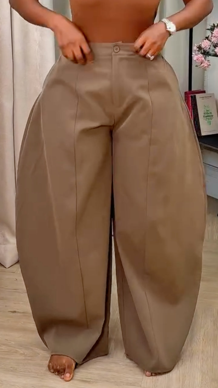 Black Corset Shirt & Beige Trouser Set