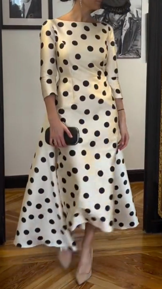 Black Polka Dot Satin Dress